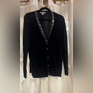 Autumn Cashmere Women's Navy Cardigan with Sequin Trim